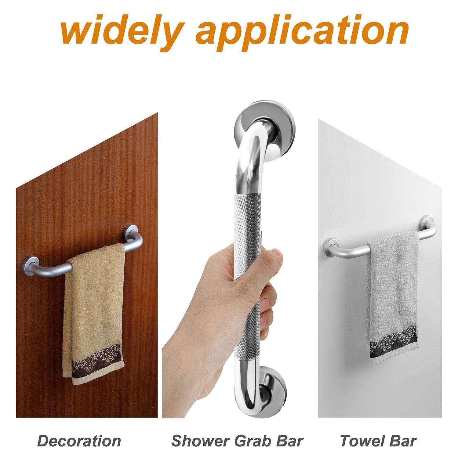12 Inch Anti Slip Shower Grab Bar Handle, ZUEXT Chrome Finish Stainless Steel Bathroom Grab Bar, Knurled Bathroom Balance Bar,Safety Hand Rail Support,Handicap Elderly Injury Senior Assist Bath Handle