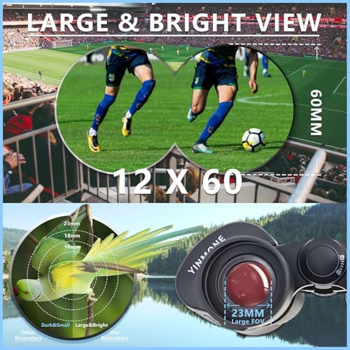 12x60 HD Bird Watching Binoculars for Adults High Powered Waterproof Fogproof with Clear Vision BAK4 Prism FMC Lens Easy Focus Long Range Portable for Cruise Ship Concert Travel Boating