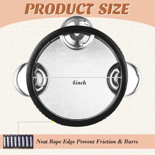 12 Pcs Wedding Tambourine Drum for Adults Hand Held Percussion Gift Wood Metal Jingles Musical Educational Drum Instrument for Church Wedding Party Games(Black,4 Inch)