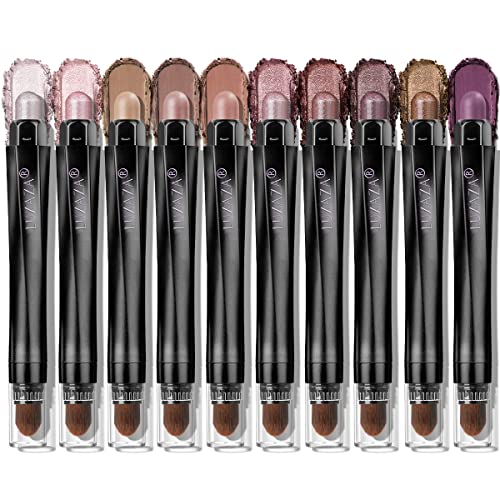 10PCS Eyeshadow Stick,Shimmer And Matte Brown Metallic Cream Eyeshadow Pencil Crayon with Smudge-proof & Waterproof,Eye Brightener Stick - Cocoa Crush