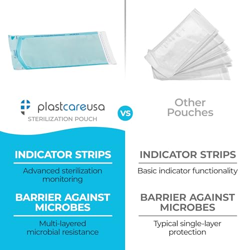 1000 7.5 X 13 Self Sterilization Pouches for Dental Offices, Autoclave Sterilizer Bags Pouch for Dentist Tools, for Cleaning Tools, 200 Pouches Per Box, 1 Box of Paper Blue Film