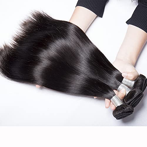 10A Straight Single Bundles Human Hair 14 Inch Brazilian Straight Human Hair Bundles 100% Unprocessed Virgin Weave Bundles Human Hair 1 One Bundle Natural Black Color