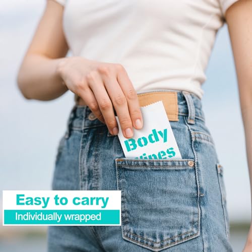 100Pcs Disposable Body Wipes, 7.8 x 9.8 inch Individually Wrapped Bath Wipes for Women and Men, No Rinse-Free Large Body Bath Shower Wipes for Home Travel Hotel Outdoors Camping After Gym (Light Blue)