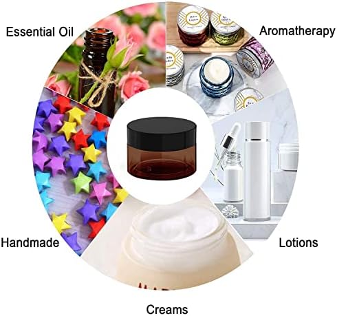 1 oz Amber Plastic Cosmetic Jars Leak Proof Container with Black Lid for Cream, Lotion, Powder, ointment, Beauty Products etc, 12 Pcs.
