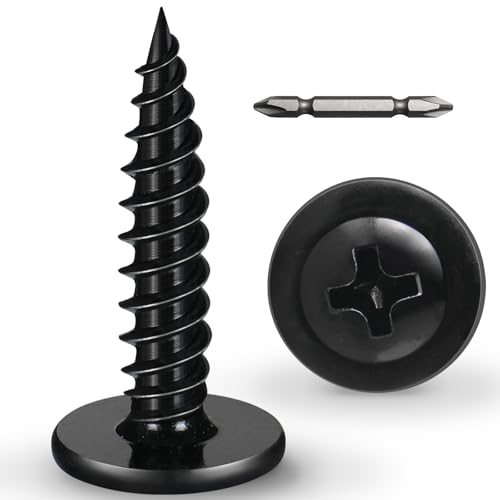#8 x 3/4 Inch Wood Screws Phillips Modified Truss Head Stainelss Steel 410 Self Tapping Metal Screws,Black Zinc Plated(1Ib,200Pcs)