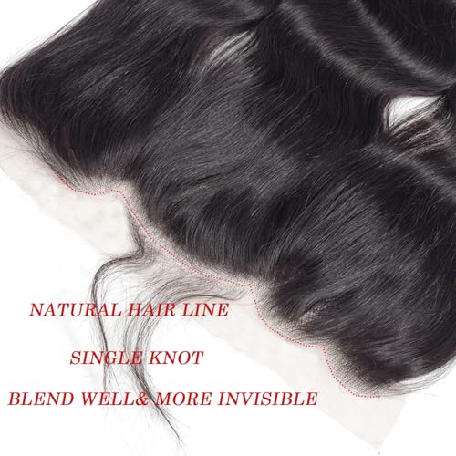 13x4 Lace Frontal Human Hair 10 Inches Body Wave Human Hair Frontal Can be Curly and Dyed 100% Human Hair Lace Frontal With Baby Hair(10Inches Natural Black)