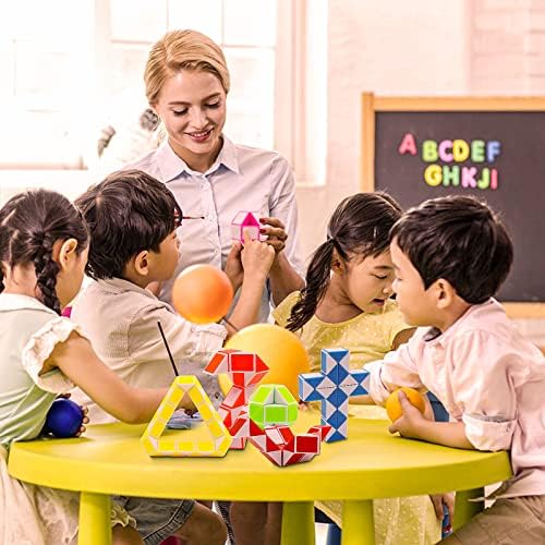 12 Pack 24 Blocks Mini Fidget Snake Cube Mini Twist Puzzle Cubes Magic Speed Cubes Toy for Kids Party Bag Fillers, Party Supplies