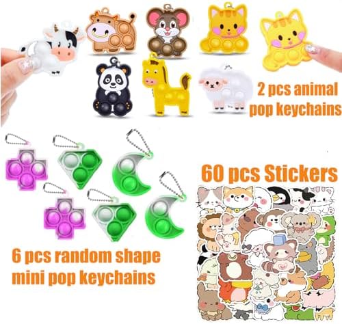 124 Pcs Party Favors for Kids, Pop Fidget Toys Bulk, Treasure Box Toys for Classroom Prizes, Pinata Filler, Goodie Bag Stuffers, Treasure Chest Carnival Prizes for Boys & Girls