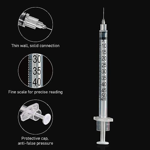 0.5ml/cc 30Ga 0.3inch Syringe with Needle, Sterile Individually Wrapped Package of 20