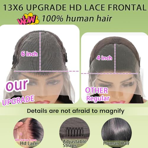 13x6 Lace Front Wigs Human Hair 32 Inch Straight HD Lace Front Wigs Human Hair Pre Plucked 13x6 Frontal Wigs Human Hair 180 Density Glueless Wigs Human Hair with Baby Hair for Women