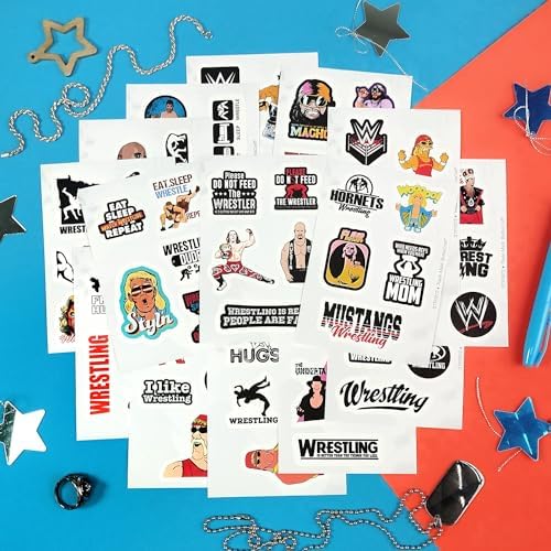 100Pcs Wrestling Stickers and Decals for Water Bottles, Wrestling Birthday Party Decorations, Wrestling Birthday Party Supplies, Wrestling Gifts for Teen Boys and Girls, Gifts for Wrestlers