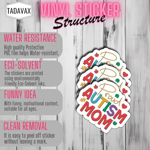 (3Pcs) Proud Autism Mom Sticker, Autism Mom Car Decals, Mama Proud Autistic Sticker, Autism Car Sticker Decal for Laptop Phone Water Bottles Kindle Gifts Lover Boys Girls Grandma Autism 3"x2.8'' Inch