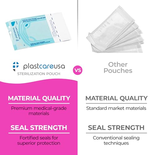 1000 2.25 X 2.75 Self Sterilization Pouches for Dental Offices, Autoclave Sterilizer Bags Pouch for Dentist Tools, for Cleaning Tools, 200 Pouches Per Box, 1 Box of Paper Blue Film…