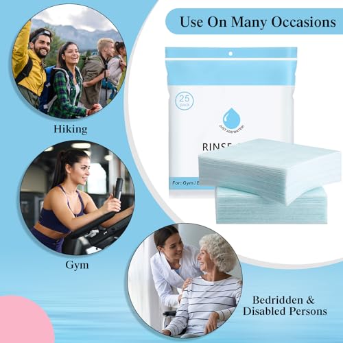 100 Pcs Rinse Free Bathing Wipes Bulk Sponges Bath Wipes All in 1 Shower Rinse Free Bath Sponges Wash Cloths for Campers, Hikers, Adults, Elderly