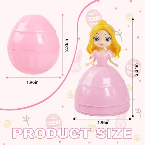 12Pcs Prefilled Easter Eggs Easter Princess Toys Theme Party Favor Basket Stuffers Filler Perfect for Easter Egg Hunt