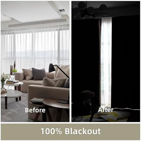 100% Blackout Curtains for Bedroom,Beige Blackout Curtains for Living Room,Black Out Curtains 84 inch Long,Room Darkening Curtains Bedroom Curtains,Thin Blackout Curtains,54 Wide,2 Panels
