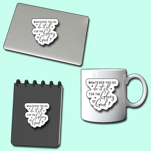 (3Pcs) Whatever You Do Do It All for The Glory of God Sticker, Christian Gifts Decorate Books Laptop Phone, Water Bottles Kindles Stickers, Tumbler Sticker Waterproof Vinyl Decorate 3" Inch