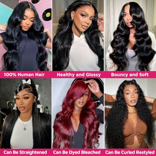 12A Human Hair Bundles 18 20 22 24 Inch Body Wave Bundles Human Hair 100% Unprocessed Brazilian Virgin Weave Bundles 4 Bundles Real Natural Black Wavy Human Hair Extensions 1B Bundles for Women