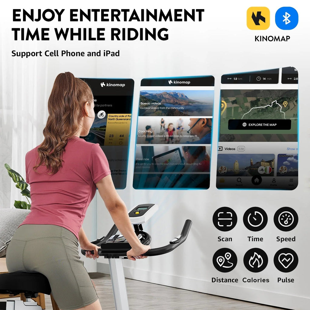 Pooboo Indoor Cycling Bike Magnetic Stationary Exercise Bikes Home Cardio Workout Bicycle Machine 350lb Flywheel Weight 40lbs