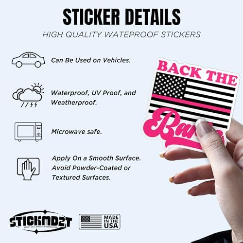 (3Pcs) Back The Barbz Sticker America Flag Pink, Pink Sign Fanchant Decals 3" Waterproof Vinyl Decal Sticker Laptop, Water Bottles, Phone, Kindle Merchandise Decor Decal Gifts for Her Girls 3 Inches