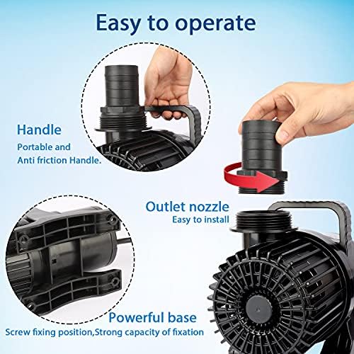 (2200GPH-120W,UL listed) High Flow Large Fountain Submersible Water Pond Sump Pump Aquarium Electric Waterfall Pump Outdoor PS-2200