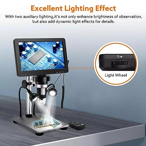 1080P Digital Jewelry Microscope - 7 Inch FHD LCD Display, 2000x Magnification Zoom, Soldering Microscope for Biological Observation and Watch Repair, 12MP Camera, LED Lights