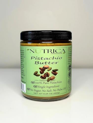 100% Pure Pistachio Butter, Single Ingredient, No Salt, No Sugar, No Palm Oil, Glass Jar, No Additives, Vegan, Plant Based Protein, Premium Roasted Pistachios, Perfect For Dubai Chocolate With Knafeh. 18.5oz (525gr)