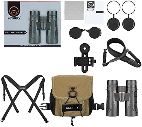 10x42 Ultra HD Binoculars with Phone Adapter and Harness - 24mm Large View Eyepiece, Edge-to-Edge Sharpness, 6.5° Wide Angle Field of View - Lightweight Waterproof Binoculars for Bird Watching Huntin1