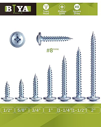 (150pcs) #8×1-1/2" Wood Screw Alloy Steel Standard Phillips Truss Head Fast Self Tapping by B1jounie YA