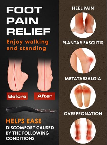 (Pro Grade) 220+ lbs Plantar Fasciitis High Arch Support Insoles Men Women - Orthotic Shoe Inserts for Arch Pain Relief - Boot Work Shoe Insole - Standing All Day Heavy Duty Support (L, Dark Military)