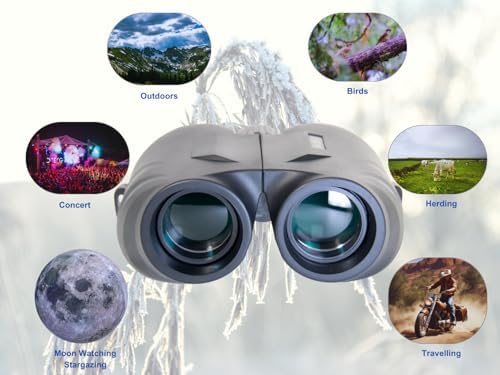 10x25 Binoculars for Adults, Large Eyepiece, Ultra Compact, Easy Focus, Low Light Vision, FMC Coating, Ideal for Travel, Sports, Bird Watching, Football, Outdoor Activities