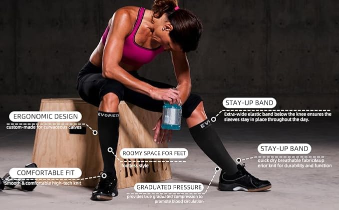 15-20mmHg 1 Pair Calf Compression Sleeve Men and Women Wide Calf Sleeve Brace Compression Socks for Leg Support, Shin Splint,Pain Relief (DARK BLUE, X-Large)