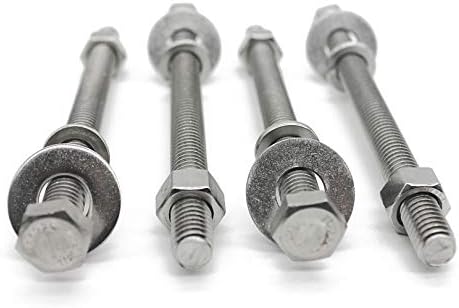 (5 Sets) 5/16-18x4" Stainless Steel Hex Head Screws Bolts, Hex Machine Nuts, Fender Flat Washer& Split Lock Washers, 18-8 (304) S/S, Fully Threaded by Bolt Fullerkreg