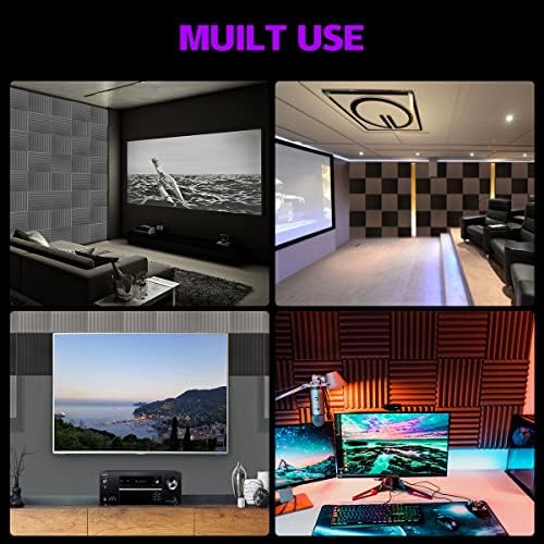 12 Pack Acoustic Panels, 12"X 12"X1" Sound Proof Foam Panels, High Density Soundproof Wall Panels for Home Studio, Acoustic Foam Wedges Absorbing Noise (Black-Grey)