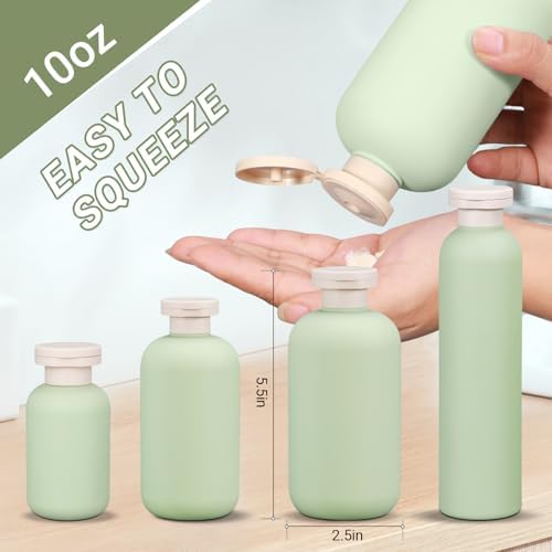 10 oz Travel Refillable Shampoo and Conditioner Bottles, Travel Bottles for Toiletries, Plastic Squeeze Bottles with Flip Cap for Lotion, Liquids (3Pcs)