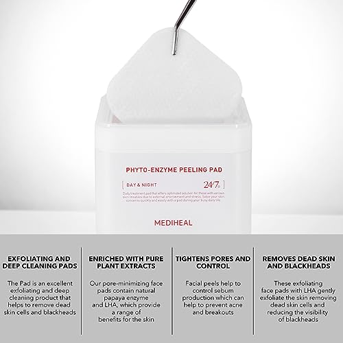 (Only Refill) Mediheal Phyto Enzyme Peeling Pad (90 Pads) - Pore Tightening Pads to Control Sebum - Vegan Gauze Pad