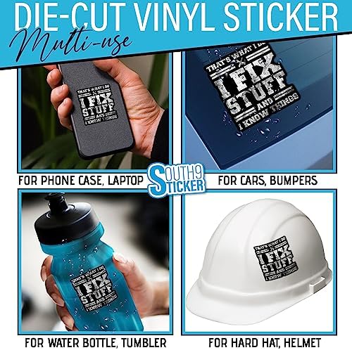 (3Pcs) That's What I Do I Fix Stuff and I Know Things Stickers Funny Saying Plumber Mechanic Technician 2" Vinyl Die-cut Sticker for Hard Hat Water Bottle Laptop Helmet Decoration Stuff Gifts 2 Inches