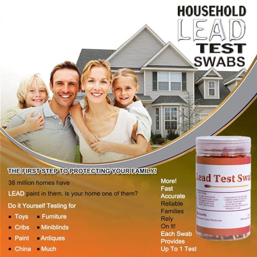 (30 Rapid Home Testing Swabs) Lead Test Swab Kit,30-Second Results. Dip in Water. Home Use for All Surfaces - Painted,Metal, Toys,Dishes, Ceramics,Jewelry,Wood,High-Sensitive, Non-Toxic Test (30)