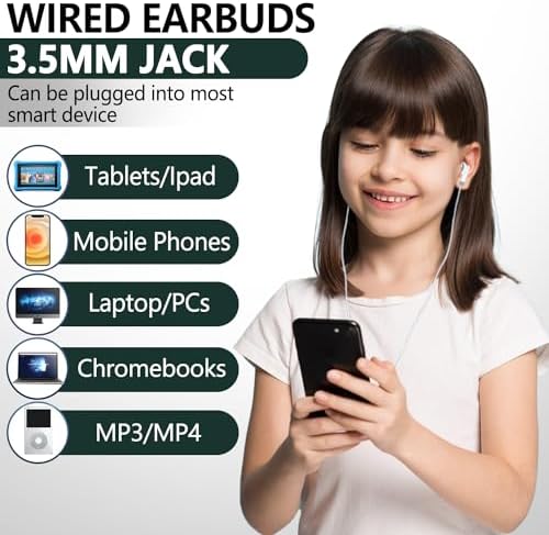 100 Pack Classroom Earbuds Headphones Bulk for School Kids Children, Wholesale Durable Earphones Class Set for Students (XPG101,100 White)