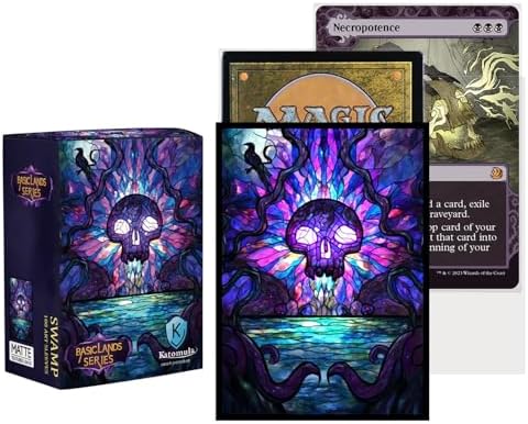 100 MTG Card Sleeves with 100 Inner Sleeves, Textured Back Art Sleeves, Fit Standard Size Cards - Swamp