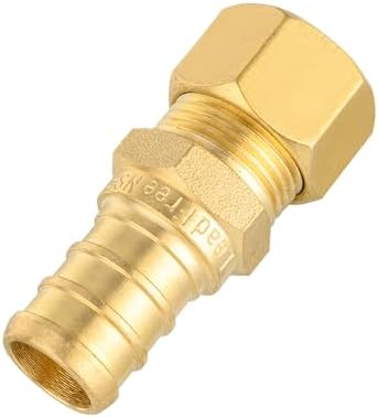(Pack of 5) EFIELD 1/2" Crimp Pex X 3/8" OD Compression Straight Transition Adapter Brass Fittings, ASTM F1807 (5)