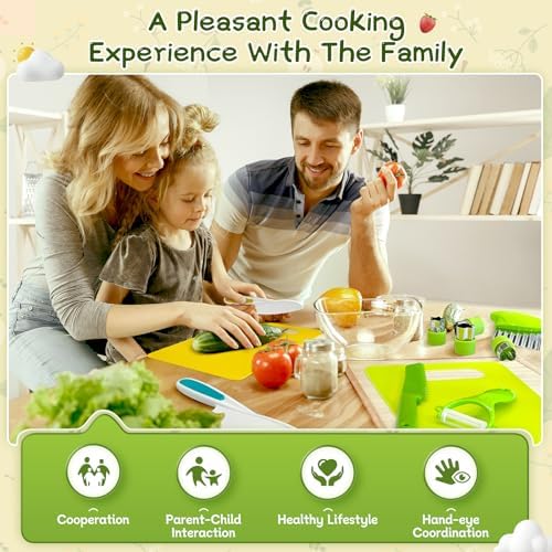 13 Pieces Kids Safe Knife Set for Real Cooking Child-Friendly Plastic Chef Tools Montessori Kitchen Toys for Toddlers with Bright Colors Gifts for Boys and Girls