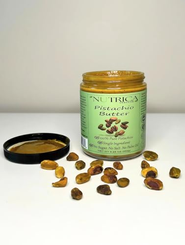 100% Pure Pistachio Butter, Single Ingredient, No Salt, No Sugar, No Palm Oil, Glass Jar, No Additives, Vegan, Plant Based Protein, Premium Roasted Pistachios, Perfect For Dubai Chocolate With Knafeh. 18.5oz (525gr)