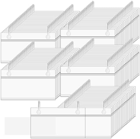 100 Pack Basket Label Holders, Plastic Wire Shelf Label Holders with Double Snap Lock Closure, Reusable Clear Price Tag Holder for Market, Retail Shop, Pantry(About 4" x 1.7")