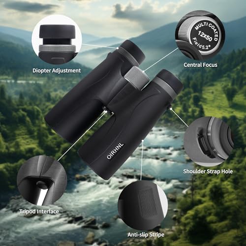12x50 HD Binoculars for Adults High Powered,Lightweight Waterproof Binoculars for Bird Watching,Hunting,Travel-Large View Binoculars with Clear Low Light Vision
