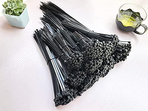 1000 Pcs Black Cable Zip Ties Assorted Sizes 4/6/8/10/12 Inch Heavy Duty Plastic Tie Wraps Mixed Pack Self Locking Nylon Wire Ties
