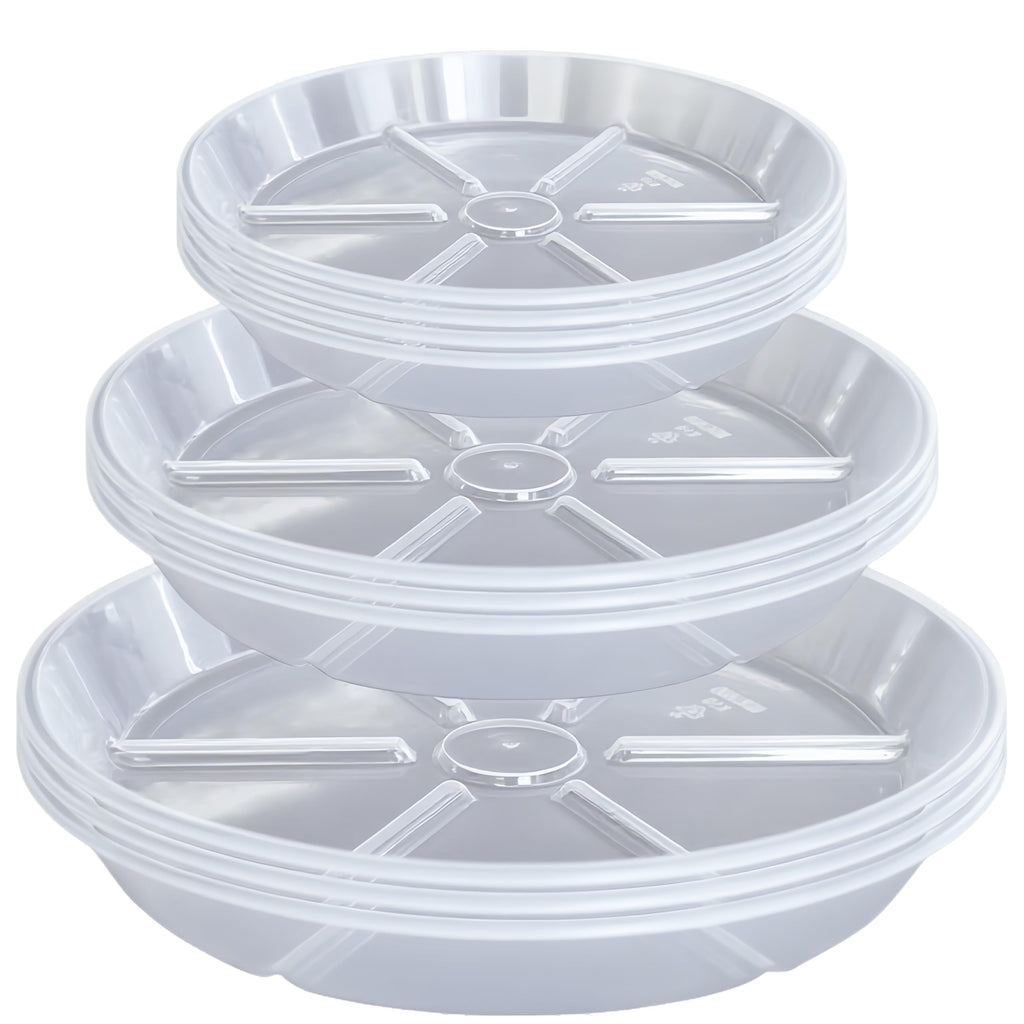 10 Packs Plant Saucer, 6 8 10 inch Clear Plant Saucers, Durable Round Plastic Flower Plant Water Drip Tray for Pots Planter, Heavy Duty Plant Dish Pant Plate to Catch Water for Indoor & Outdoor