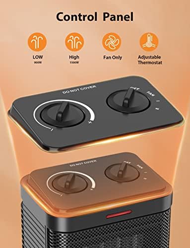 1500W Space Heater, Small Space Heater for Indoor Use, PTC Ceramic Space Heater with Thermostat, 3 Modes, Safety Quiet Heating, Multiple Protection, Portable Heater for Office Room Desk Use