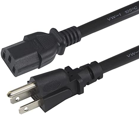 12FT Computer Monitor Replacement Power Cord -Black Long Standard PC Replace AC 3 Prong Power Supply Cord Heavy Duty 18AWG IEC C13 Power Cable NEMA 5-15P to C13 10A 125V for Monitor/TV/Computer