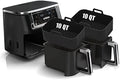 10QT Air Fryer Silicone Liners for Ninja DZ401/DZ550/SL401/SL451/DZ302,MMH 2Pcs Rectangle Food-Grade Airfryer Silicone Pot Reusable Replacement Baking Basket for Cosori 9QT 8-in-1 Dual Air Fryer,Black